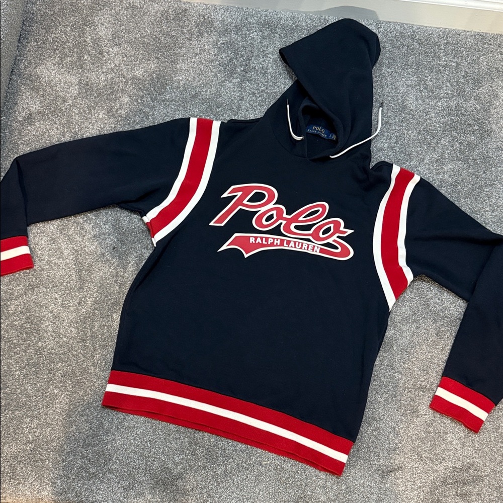 Polo by Ralph Lauren Men's Hoodie in Navy with Red and White Accents